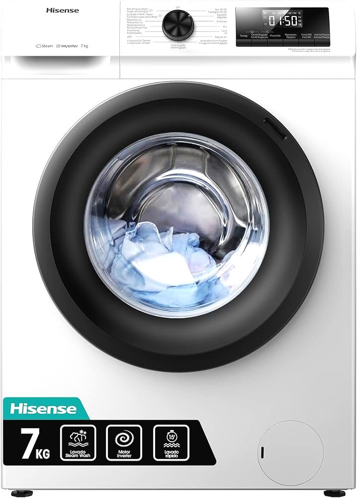 HISENSE WFQP7012EVM 1200 DEVİR 7 KG.  ÇAMAŞIR MAKİNESİ BEYAZ
